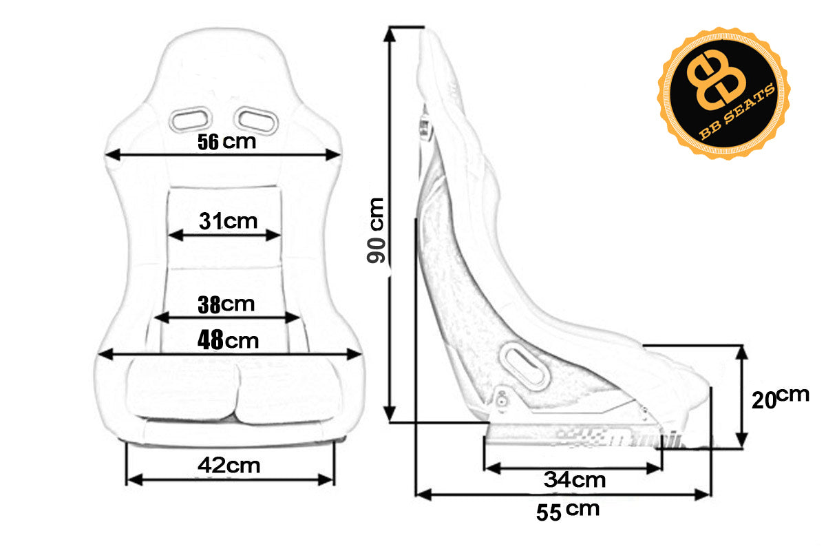 BB5 Large Lightweight Fibreglass Fixed Bucket Seat + Sidemounts & Runners