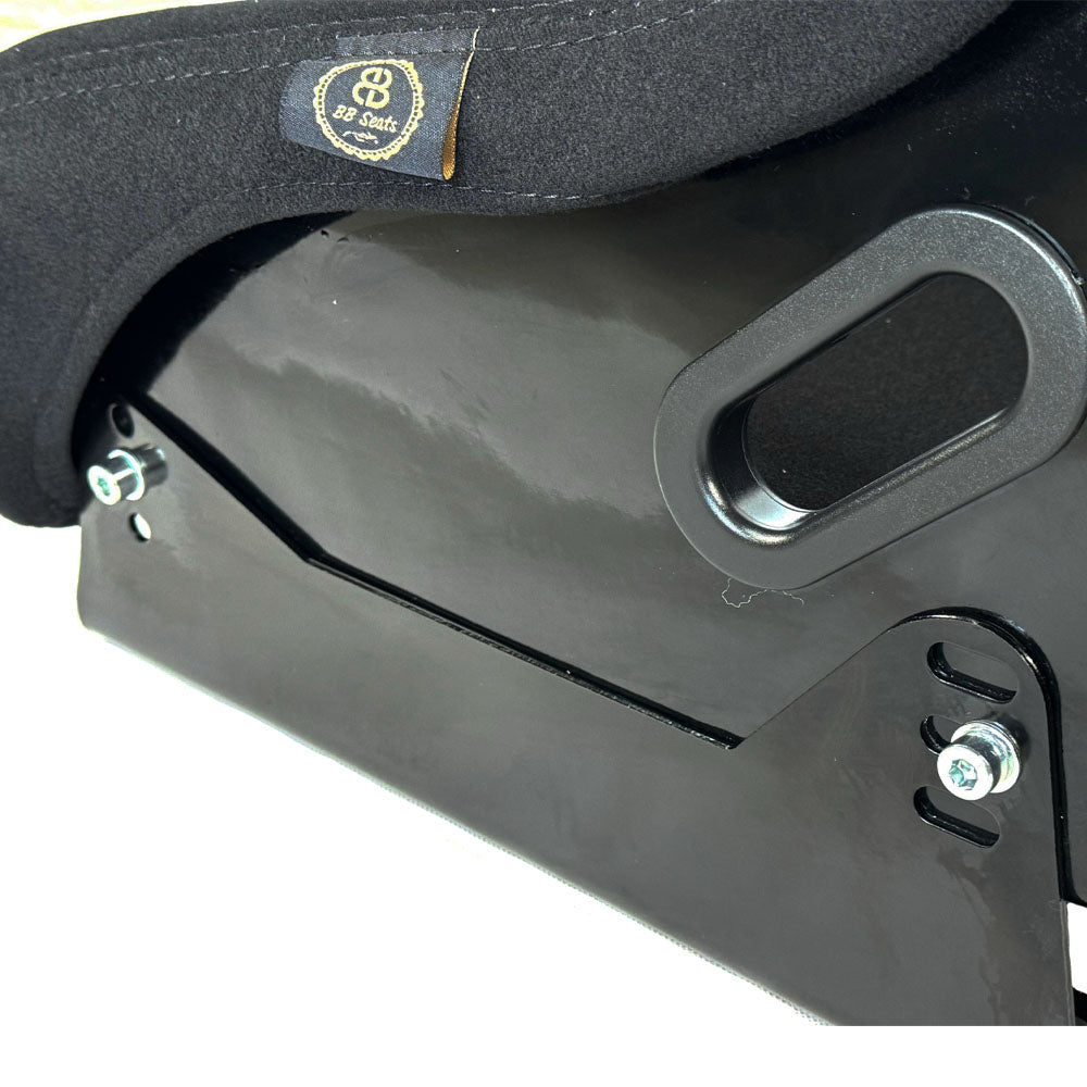 BB5 EXTRA Large Lightweight Fibreglass Fixed Bucket Seat + Sidemounts & Runners BLACK