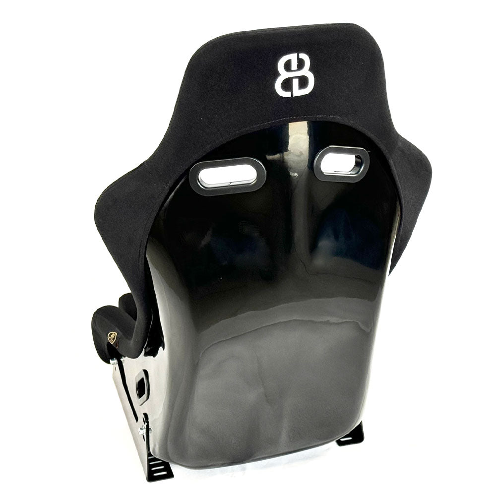 BB5 EXTRA Large Lightweight Fibreglass Fixed Bucket Seat + Sidemounts & Runners BLACK