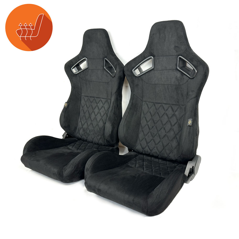 Pair BB6 RS Diamond Stitch Suede Fabric Seats + Universal Runners