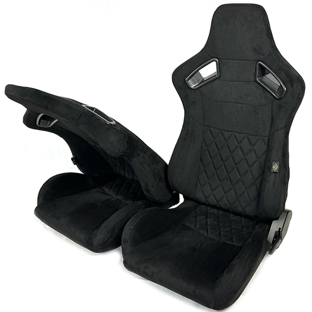 Pair BB6 RS Diamond Stitch Suede Fabric Seats + Universal Runners