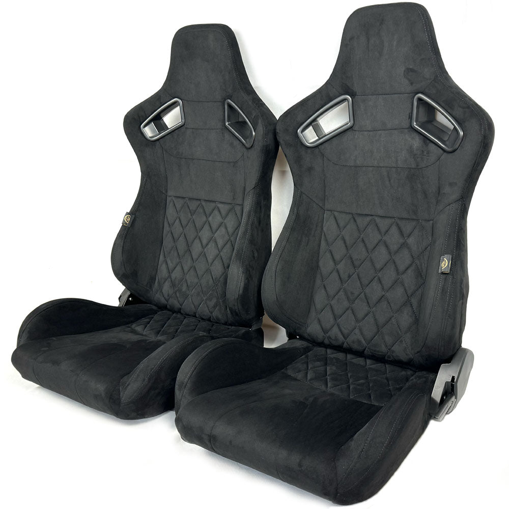 Pair BB6 RS Diamond Stitch Suede Fabric Seats + Universal Runners