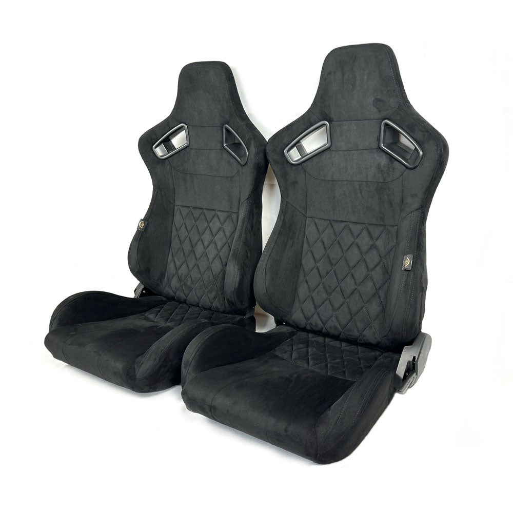 Pair BB6 RS Diamond Stitch Suede Fabric Seats + Universal Runners