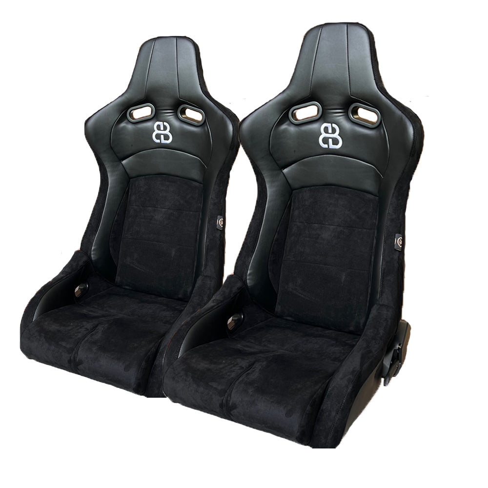 Pair BB8 Reclining Bucket Sports Racing Seats + Runners