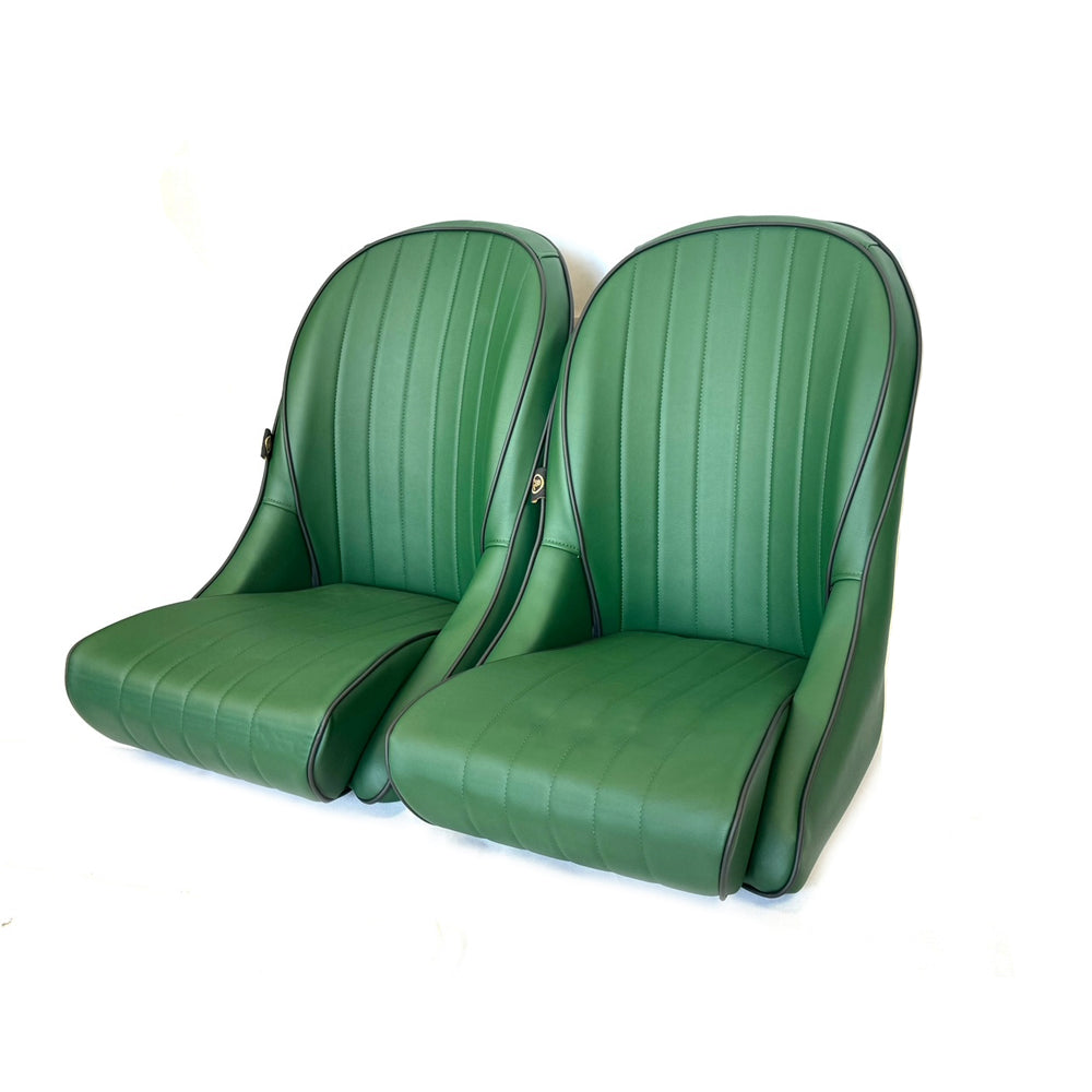 Pair BB Vintage Low Round Back Bucket Seats + Runners