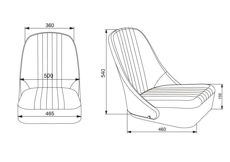 Pair BB Vintage Low Round Back Tipping Hinged Bucket Seats + Runners