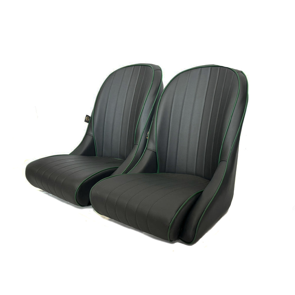 Pair BB Vintage Low Round Back Bucket Seats + Runners