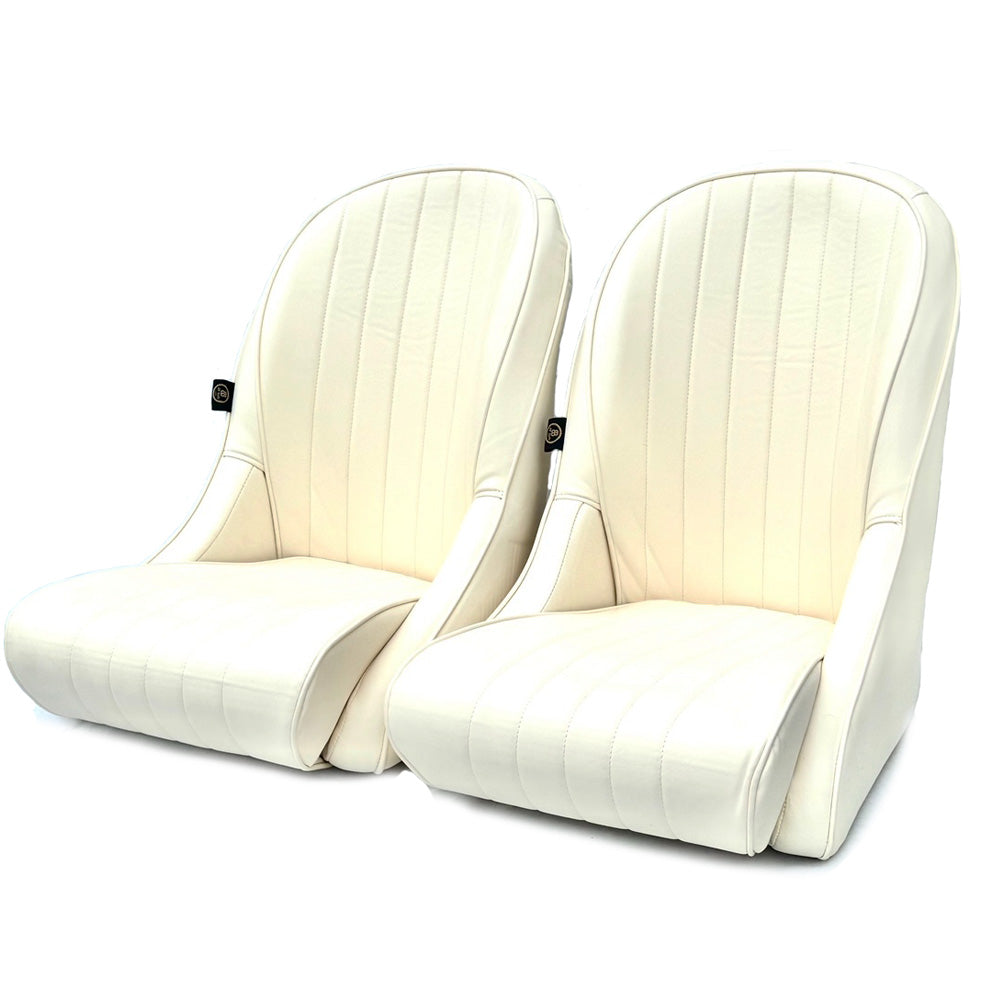 Pair BB Vintage Low Round Back Bucket Seats + Runners