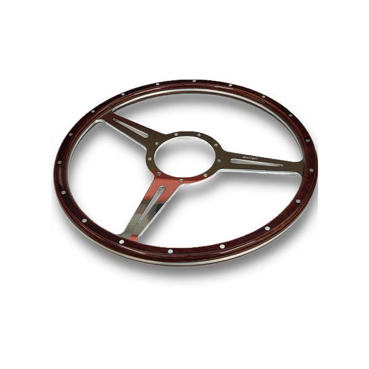 15" Astrali Classic Flat Woodrim Steering Wheel With Slots