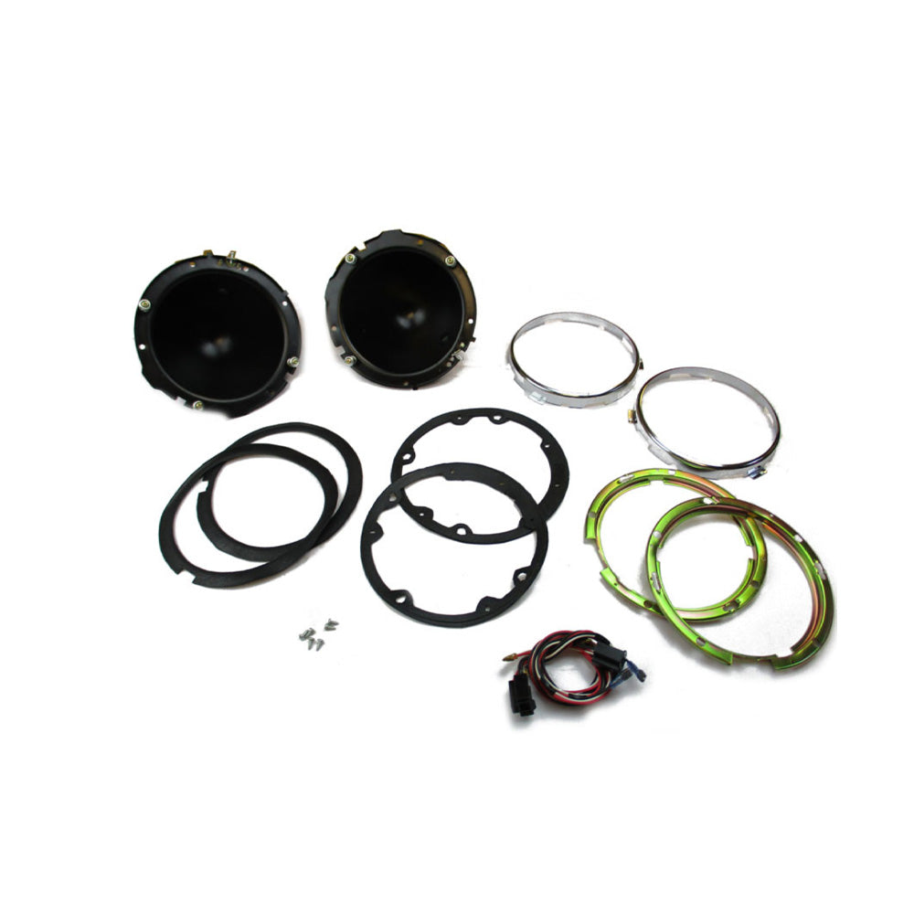 Pair 7" Headlamp Bowl Kit Inc H4 Wiring