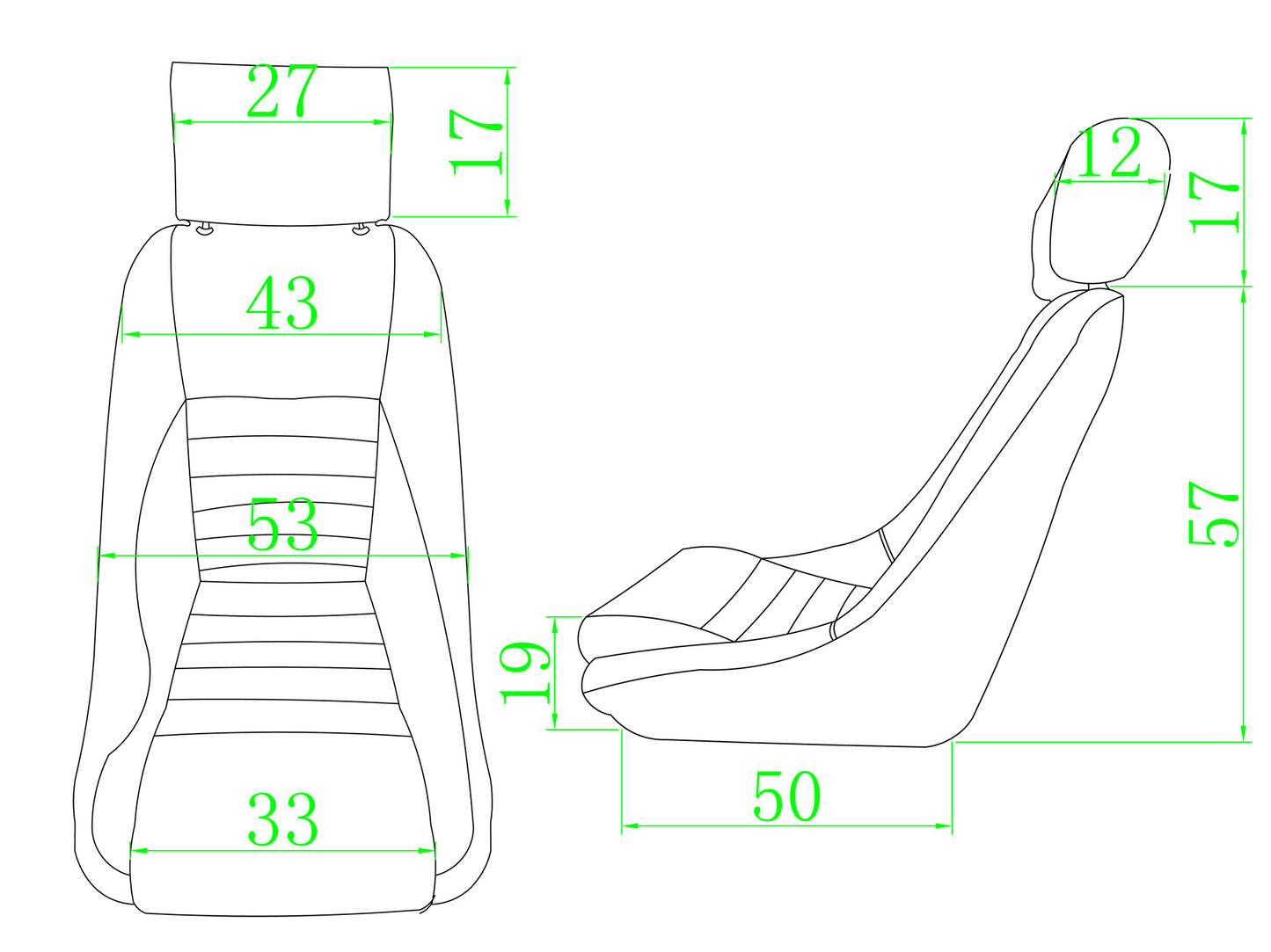 Pair BB1 RS Classic Sports Bucket Seats with Headrests & Runners