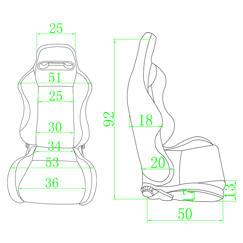 Pair BB3 Reclining Bucket Sports Seats + Runners