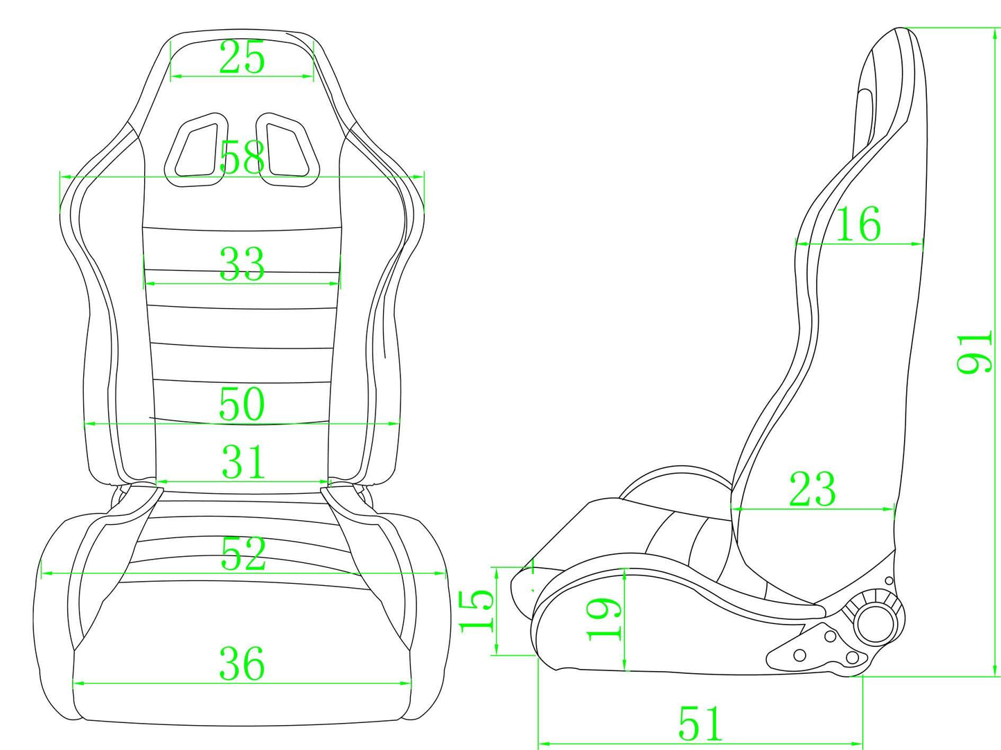 Pair BB4 Reclining Tilting Bucket Sports Seats Universal Design