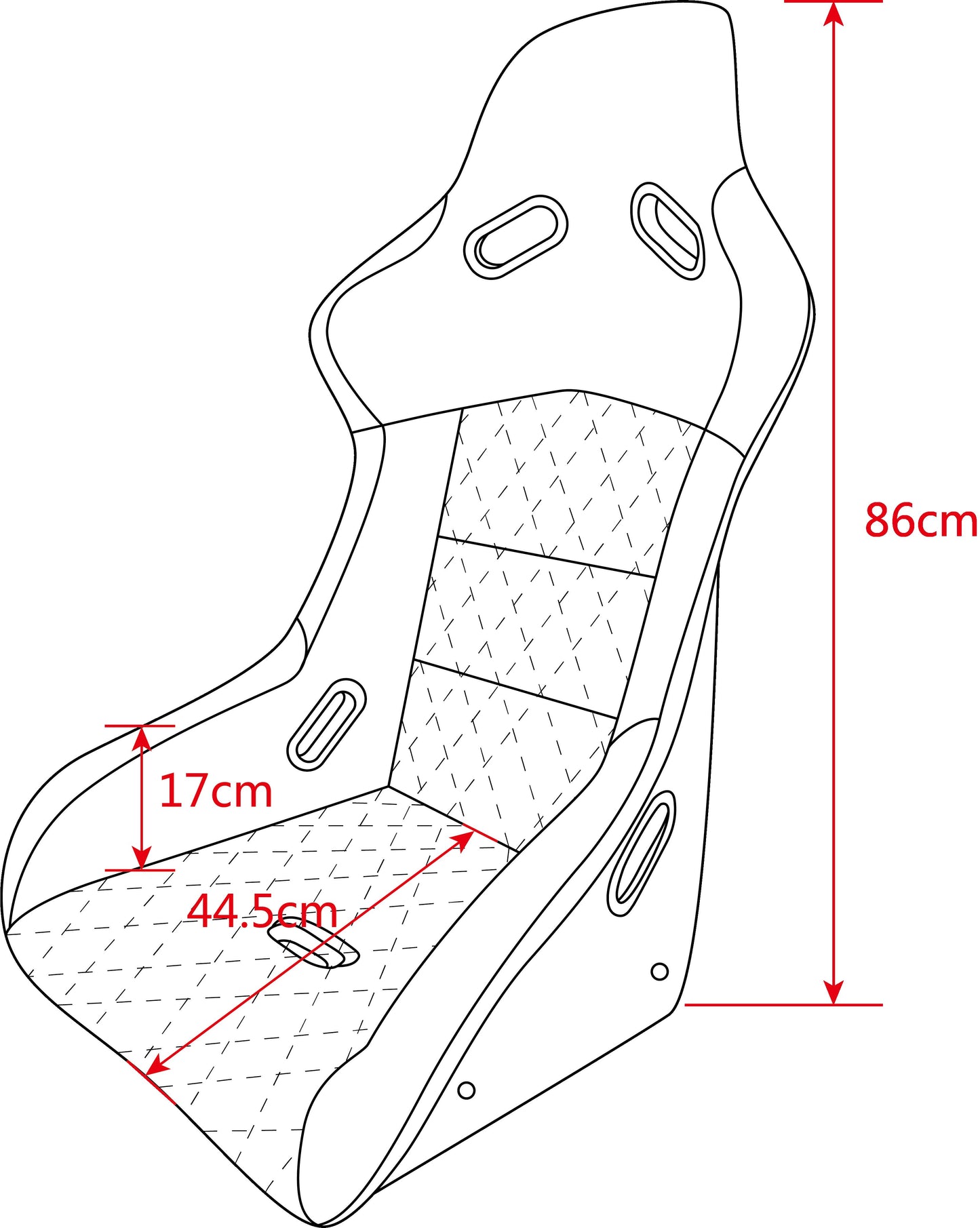 BB5 Wide XL Diamond Stitched Fixed Fibreglass Bucket Seat