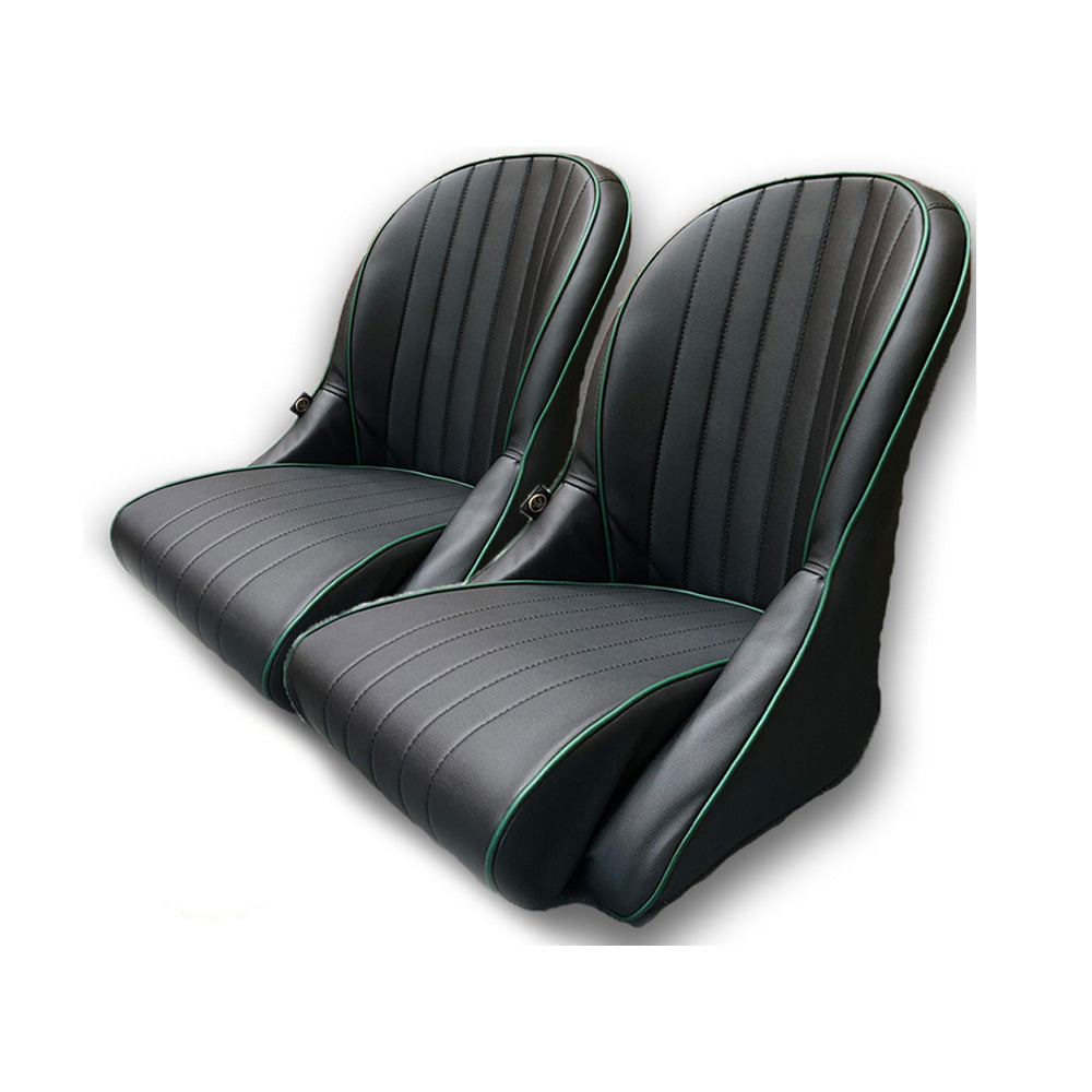 Pair BB Vintage Low Round Back Bucket Seats + Runners