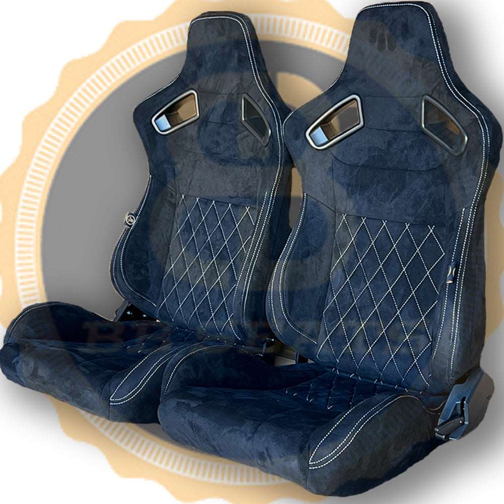 Pair BB6 RS Diamond Stitch Suede Fabric Seats + Universal Runners