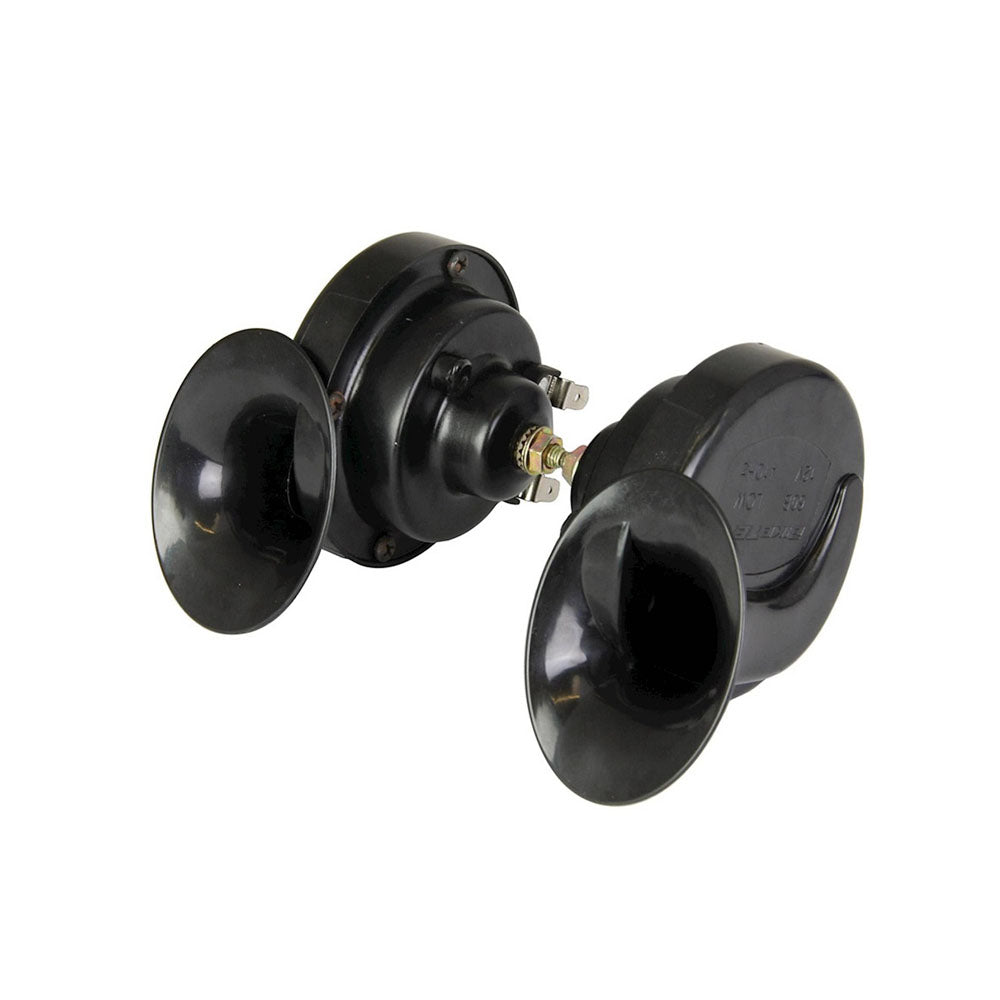 Pair Classic Black Snail Horns High Low Tone