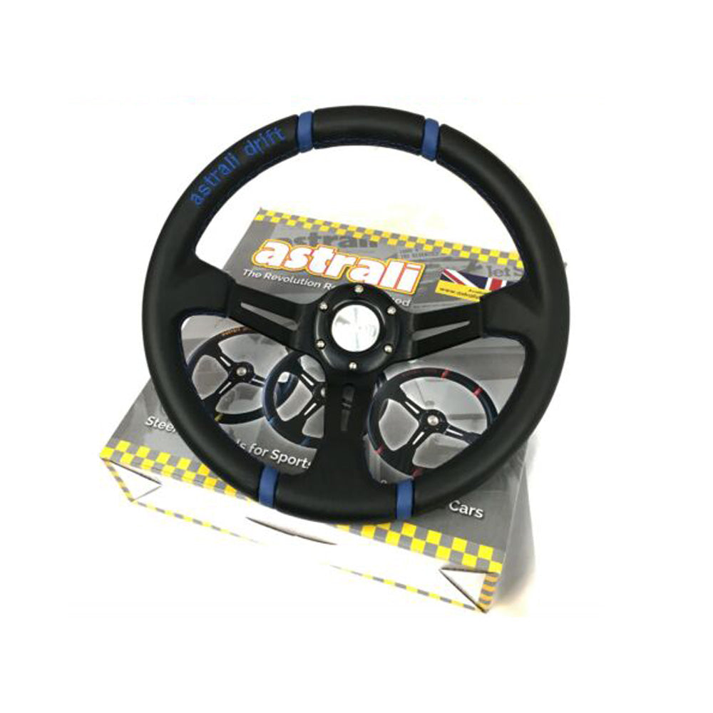 14" Astrali Dished Drift Style Leather Steering Wheel