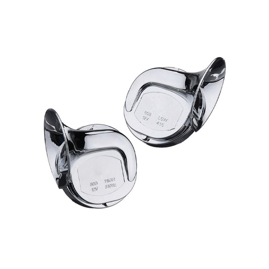 Pair Chrome Snail Horns High Low Tone