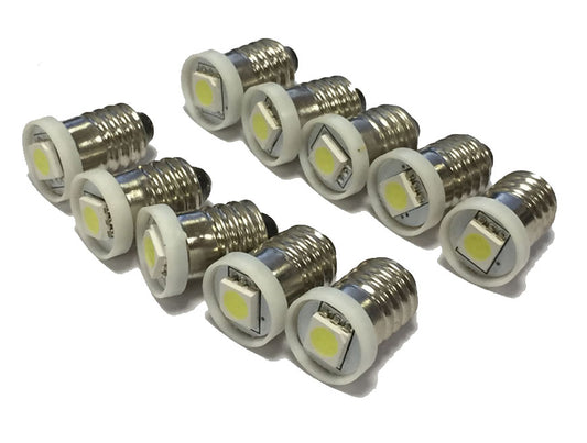 E10 Screw In LED Interior Dash Gauge Bulbs Cool White (Pack of 10)