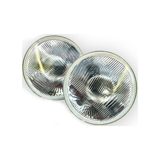 Pair 7" Halogen Headlights Headlamps Flat Glass Lens