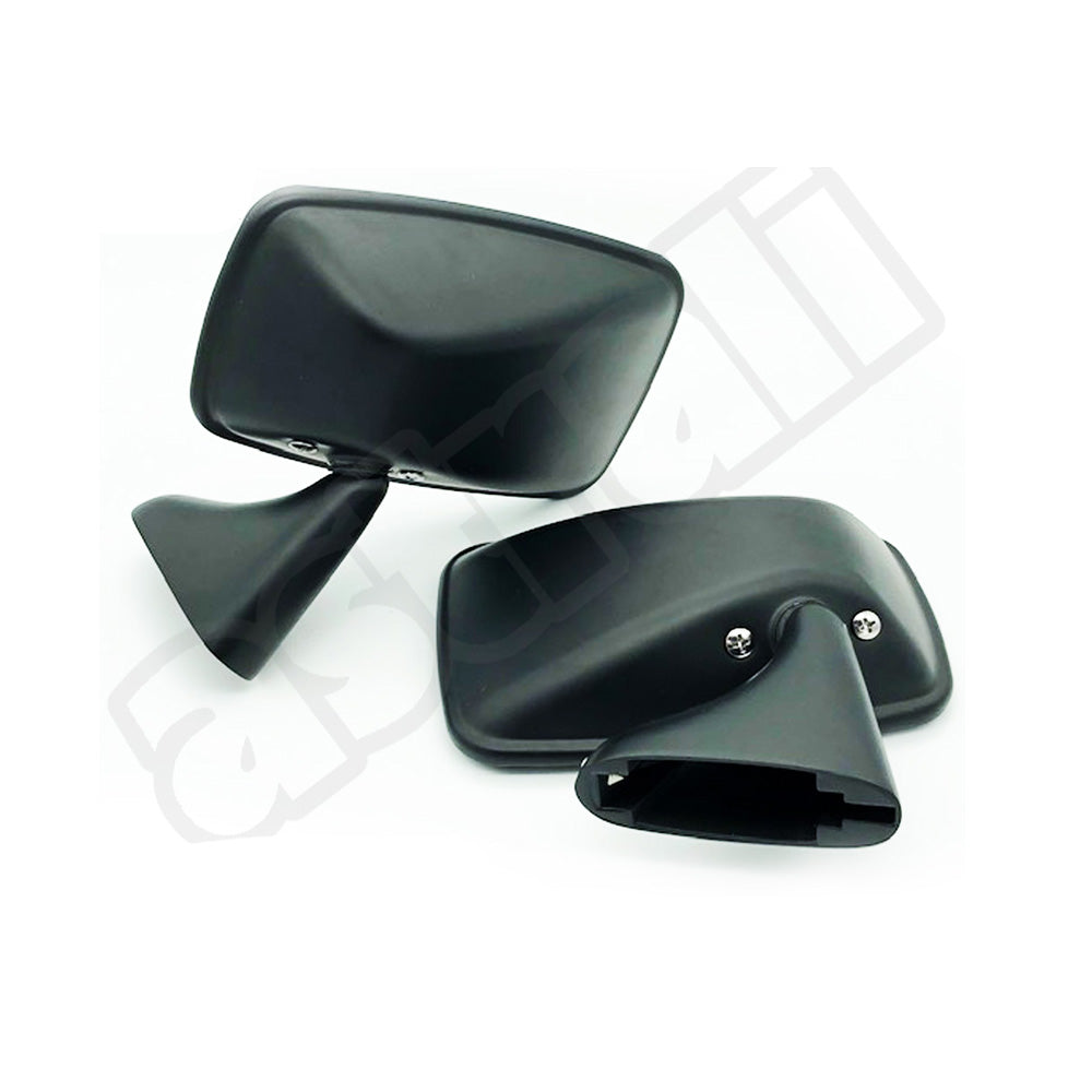 Pair Tex Style Flat Door Mirrors Matt Black + Fittings