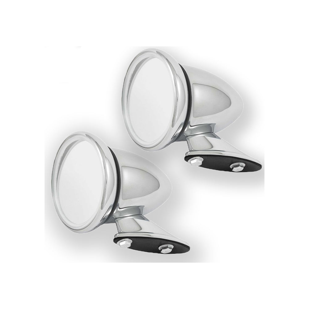 Pair Classic Chrome Bullet Wing Torpedo Mirrors