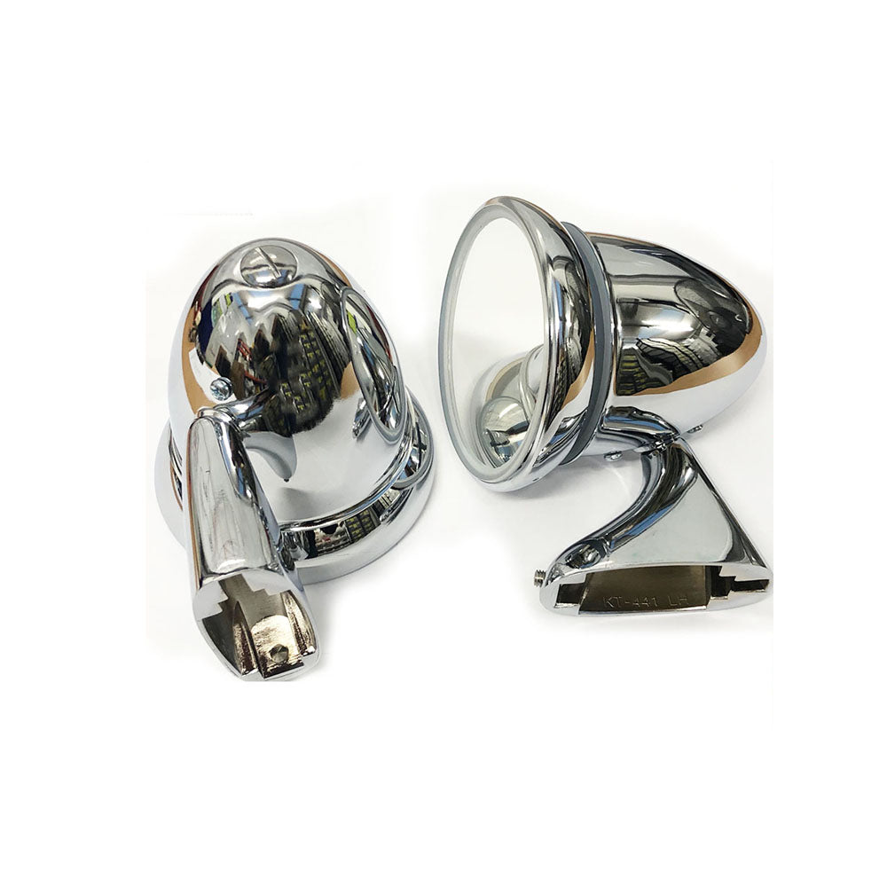 Pair Fully Adjustable Chrome Bullet Door Mirrors Tex Fitment