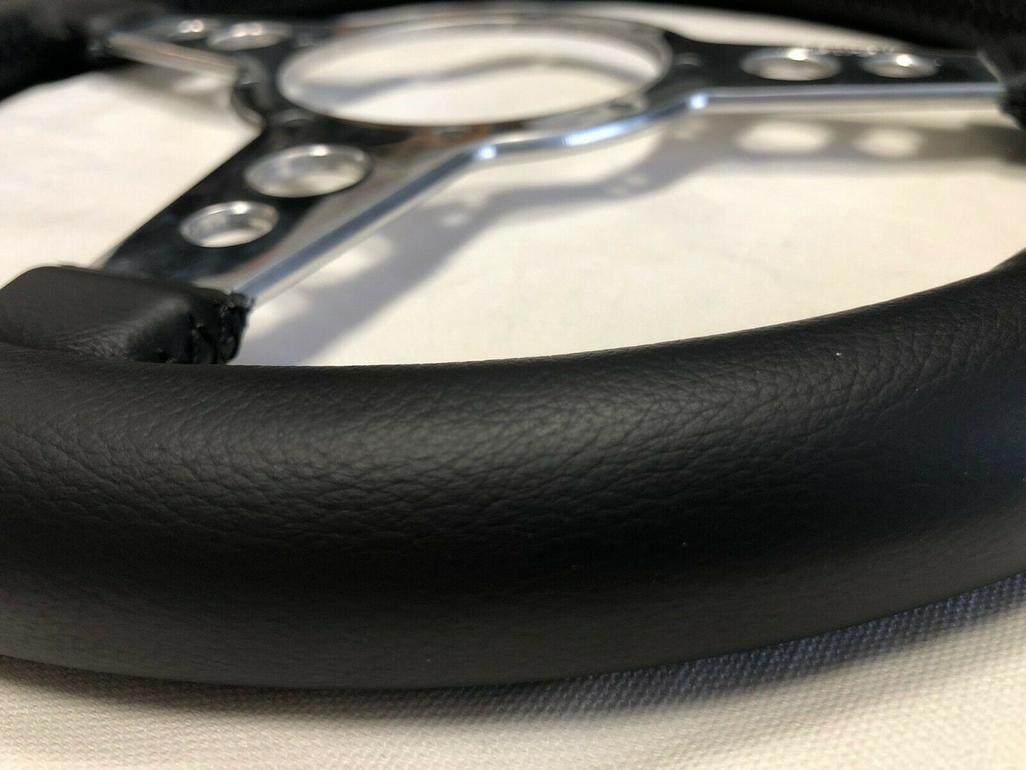 14" Astrali Flat Classic 100% Genuine Leather Steering Wheel