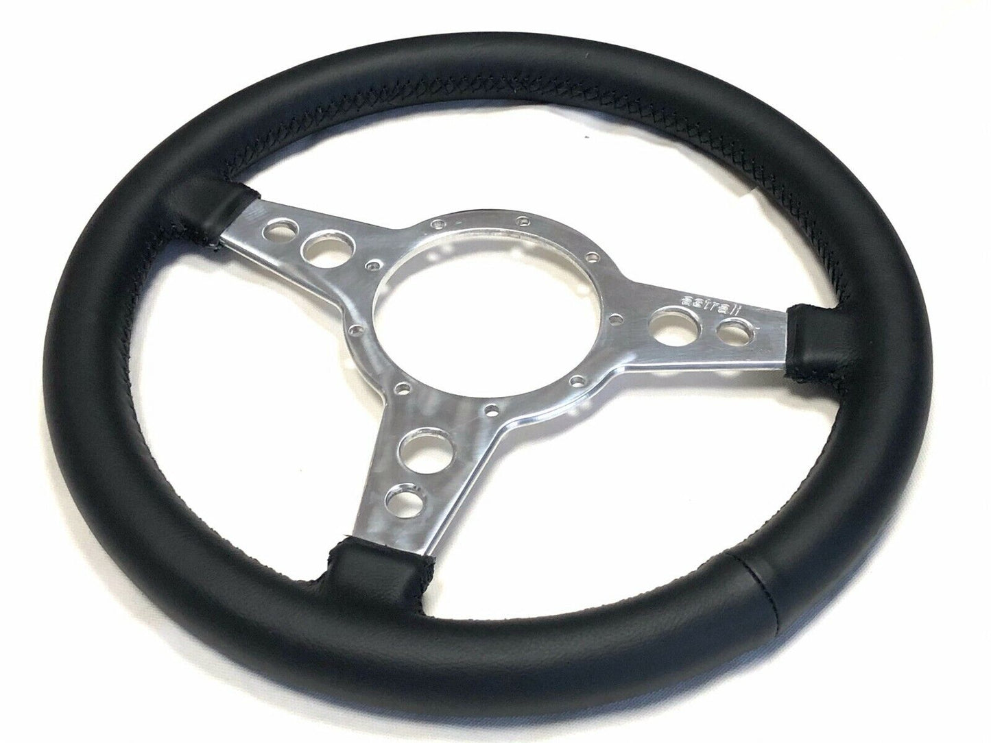 13" Astrali Flat Classic 100% Genuine Leather Steering Wheel