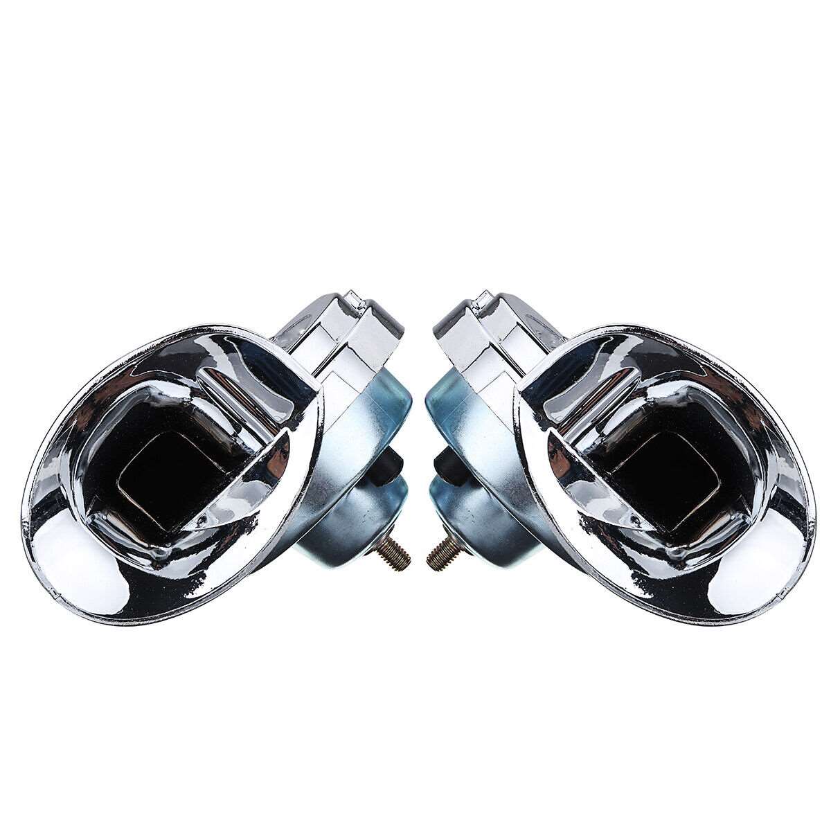 Pair Chrome Snail Horns High Low Tone