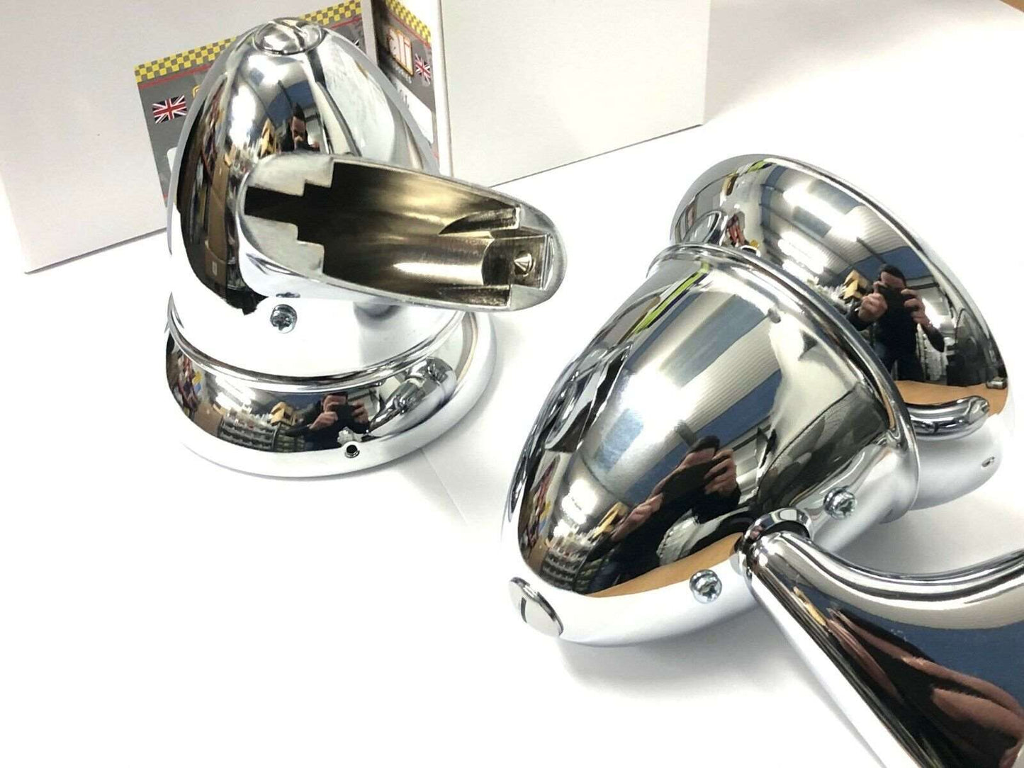 Pair Fully Adjustable Chrome Bullet Door Mirrors Tex Fitment