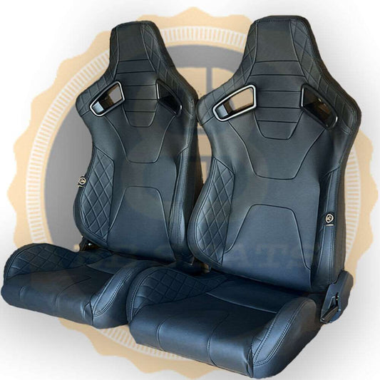 Pair BB6 RS Diamond Reclining Bucket Sports Seats + Runners