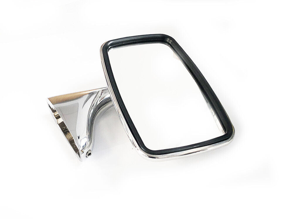 Pair Classic Flat Stainless Steel Door Mirrors + Fittings
