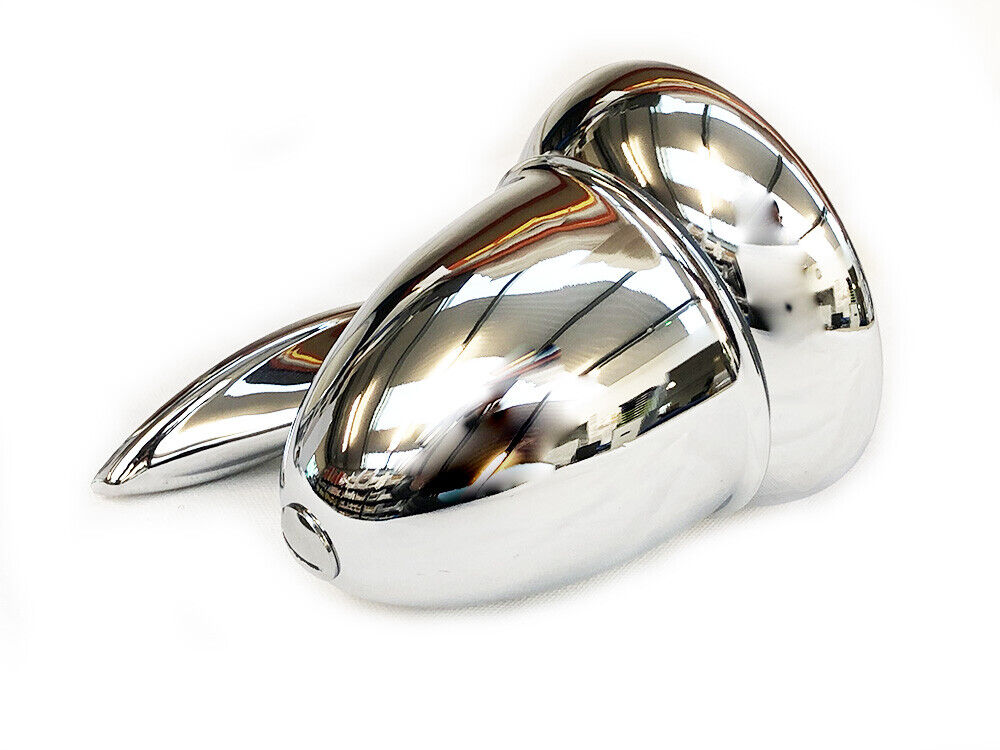 Pair Classic Chrome Bullet Wing Torpedo Mirrors