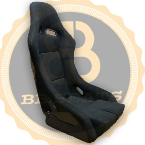 BB5 EXTRA Large Lightweight Fibreglass Fixed Bucket Seat + Sidemounts & Runners BLACK