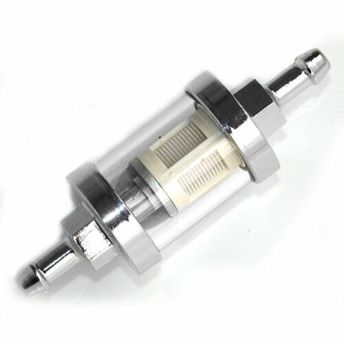 Aeroline Glass & Chrome Inline Fuel Petrol Filter SHORT
