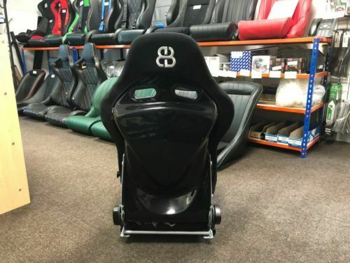 1x JDM Style BB7 Fibreglass Fabric Reclining Bucket Sports Seat + Runners