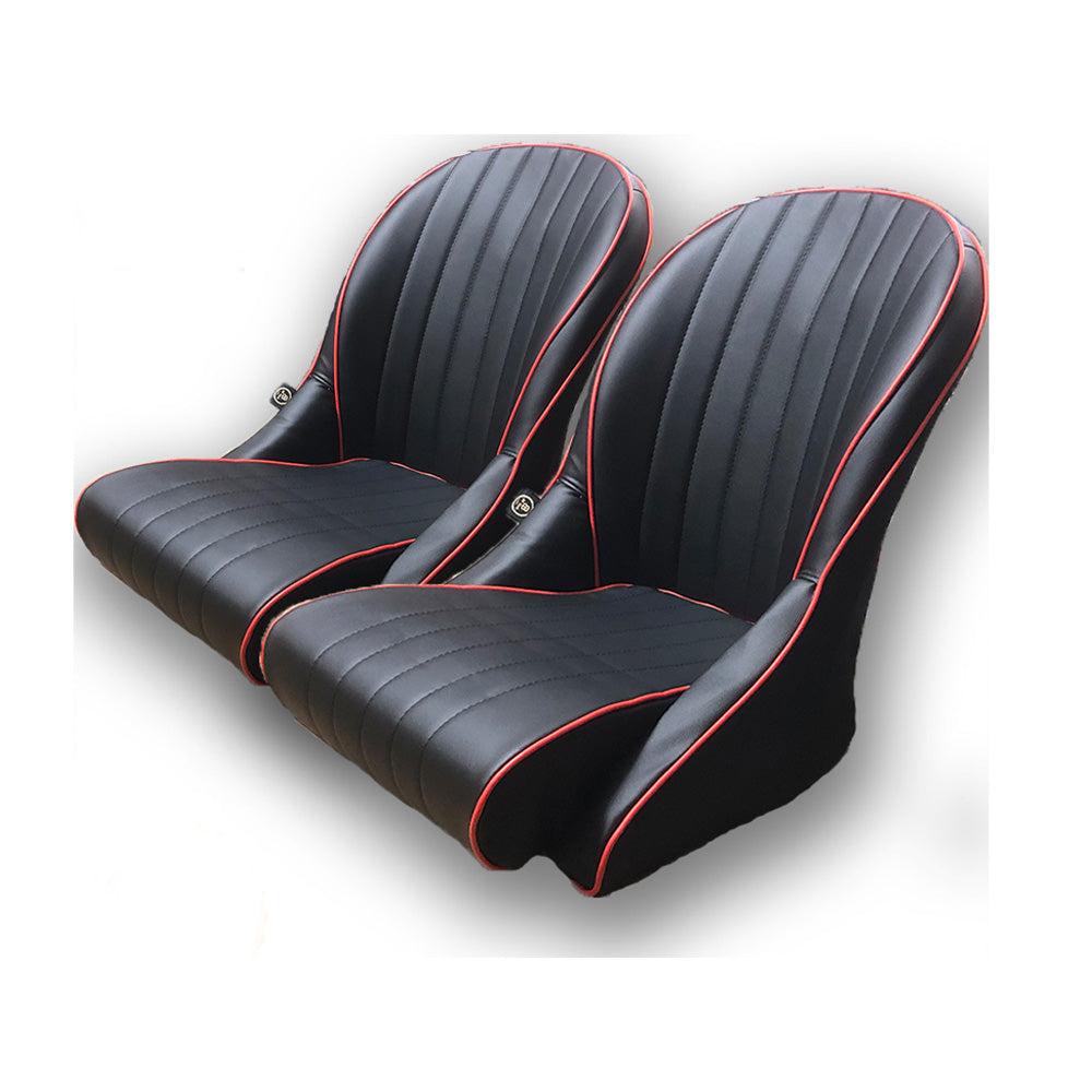 Pair BB Vintage Low Round Back Bucket Seats + Runners