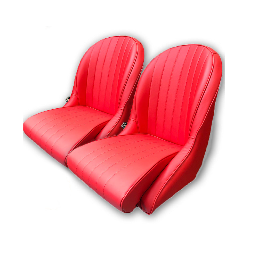 Pair BB Vintage Low Round Back Bucket Seats + Runners