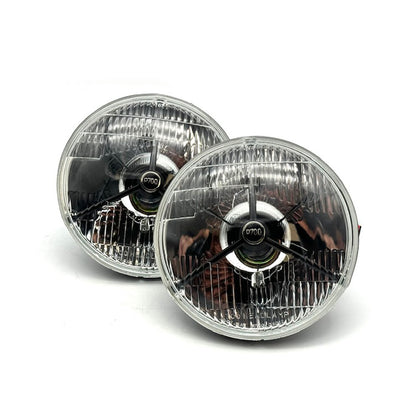 Pair 7" Lucas Type P700 Tripod Halogen Headlamps inc H4 Bulbs
