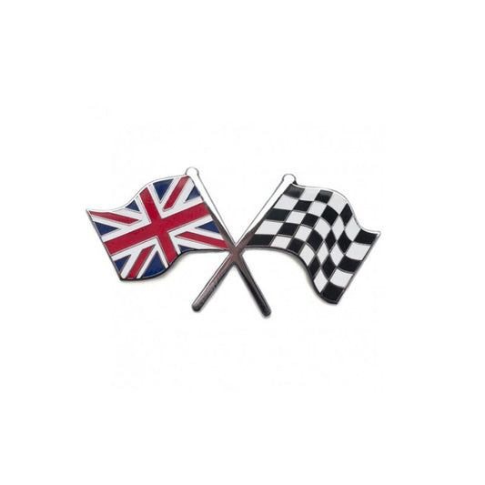 Union Jack / Chequered Flying Flag Self Adhesive Enamel Badge