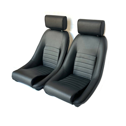 Pair BB1 RS Classic Sports Bucket Seats with Headrests & Runners