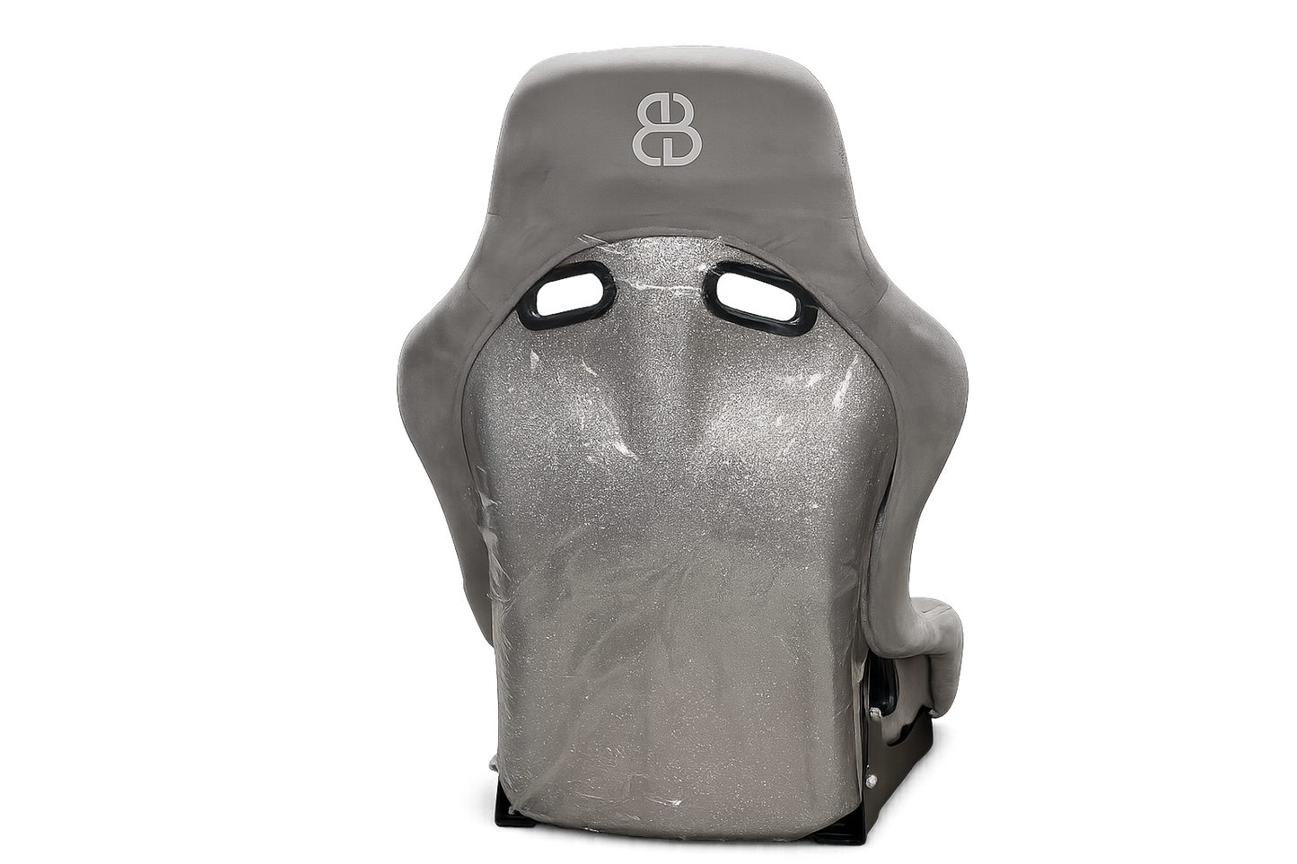 BB5 Grey Suede Alcantara Lightweight Fibreglass Fixed Bucket Seat Silver Glitter Back Large
