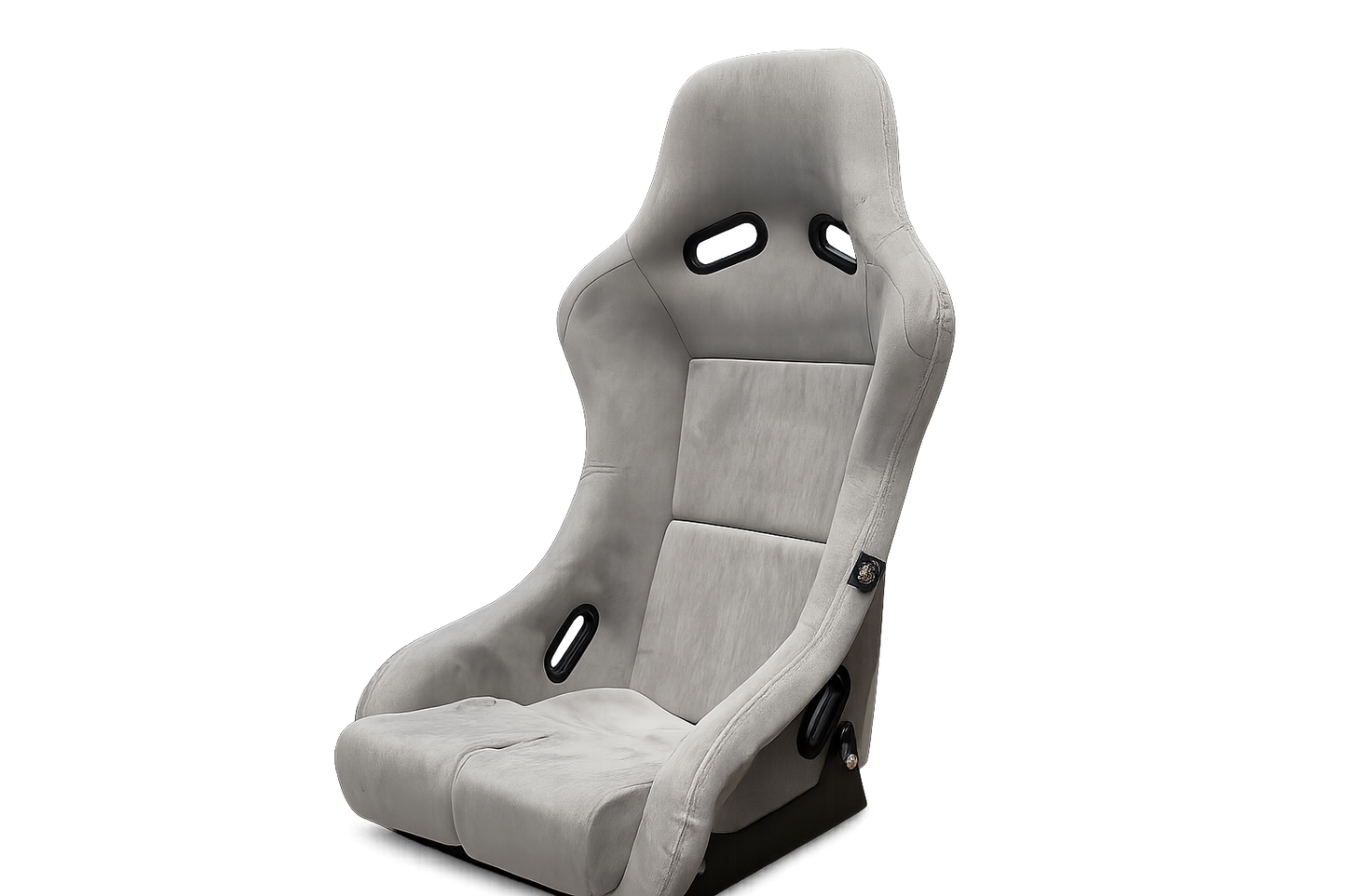 BB5 Grey Suede Alcantara Lightweight Fibreglass Fixed Bucket Seat Silver Glitter Back Large