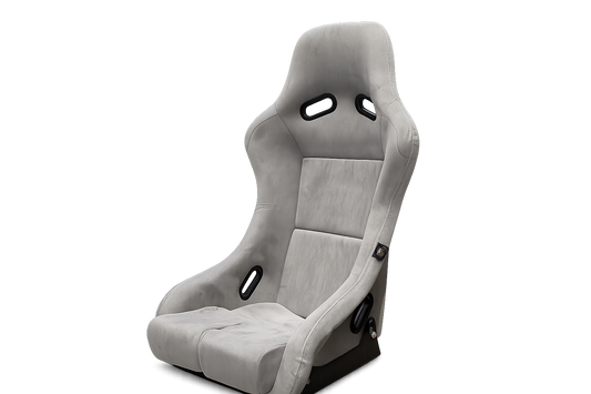 BB5 Grey Suede Alcantara Lightweight Fibreglass Fixed Bucket Seat Silver Glitter Back Large