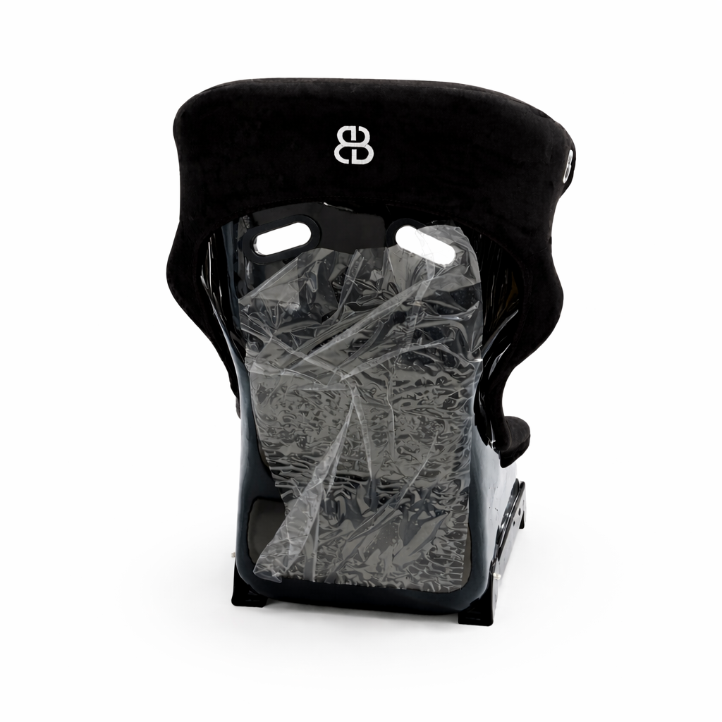BB5 RS Black Suede Fibreglass Bucket Seat Large + Runners & Sidemounts