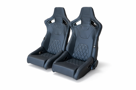 Pair BB6 GT Quilted Diamond Stitched Reclining Bucket Seats