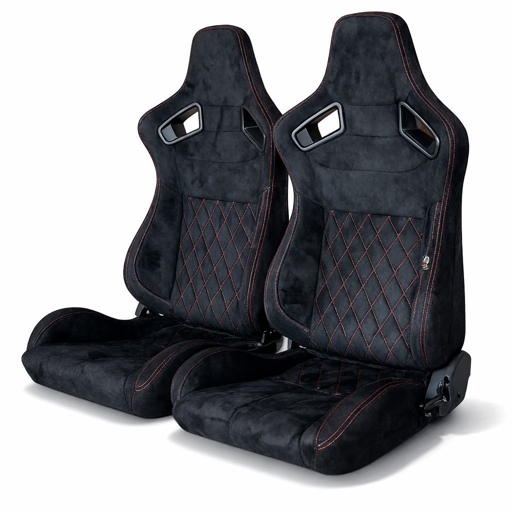 Pair BB6 RS Diamond Stitch Suede Fabric Seats + Universal Runners