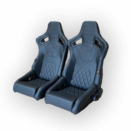 Pair BB6 GT Quilted Diamond Stitched Reclining Bucket Seats